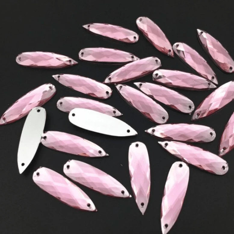 7x27mm Light Pink Long Teardrop Resin Gem