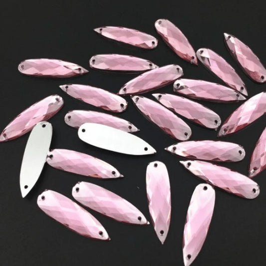 7x27mm Light Pink Long Teardrop Resin Gem