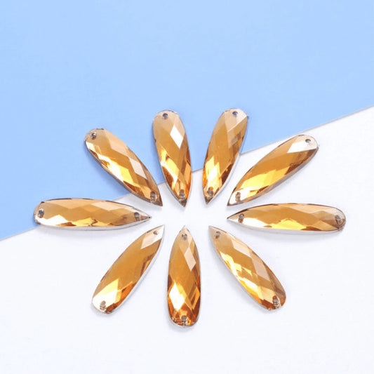 7x27mm Gold Yellow Long Teardrop Resin Gem