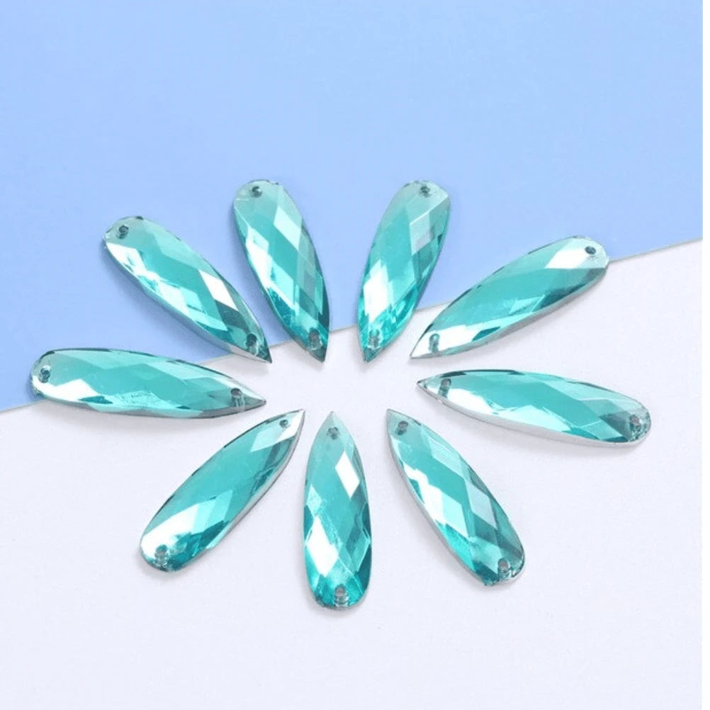 7x27mm Aqua Long Teardrop Resin Gem