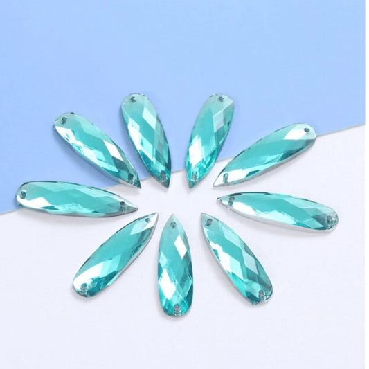 7x27mm Aqua Long Teardrop Resin Gem