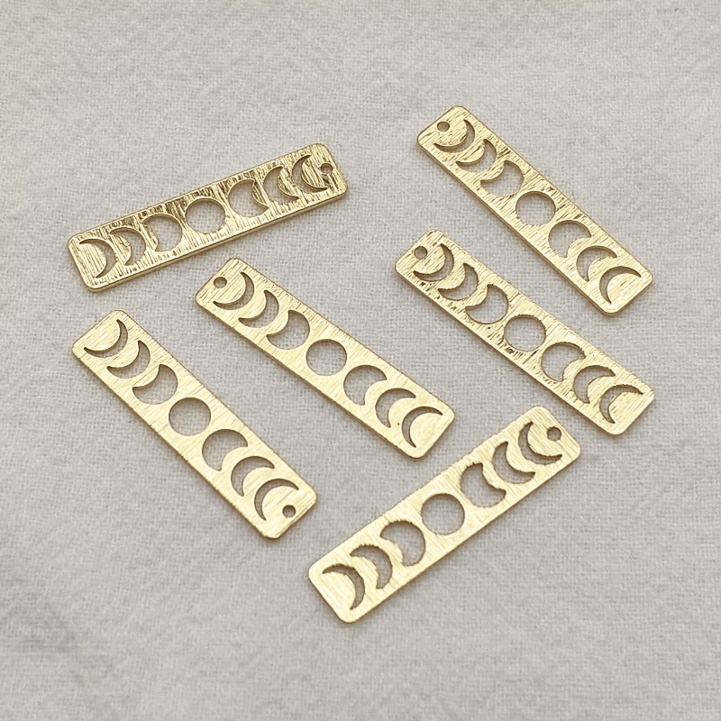 7*30mm Brass Copper Moon Charms, Sew on, Resin Gems (Sold in Pair) Earring Findings