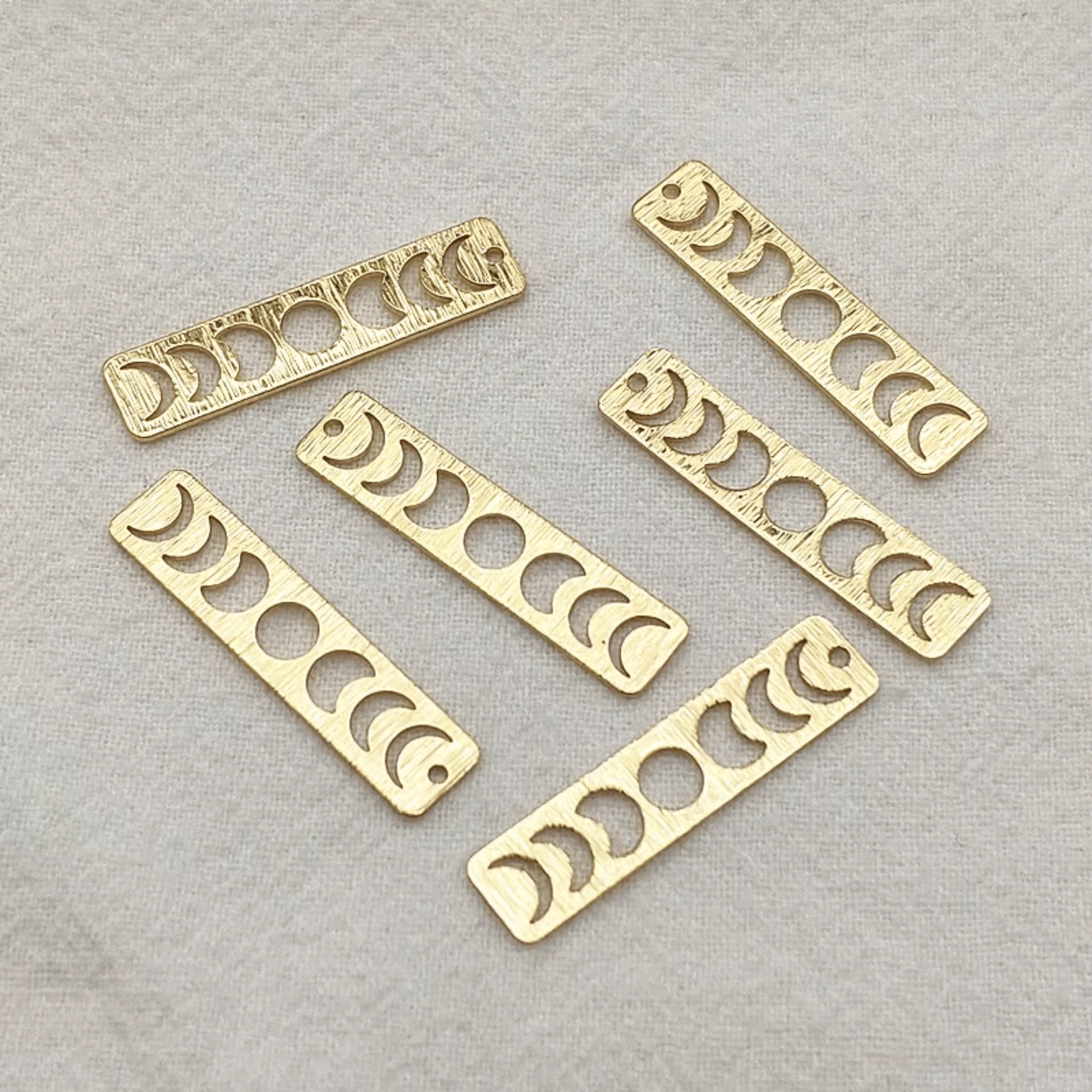 7*30mm Brass Copper Moon Charms, Sew on, Resin Gems (Sold in Pair) Earring Findings