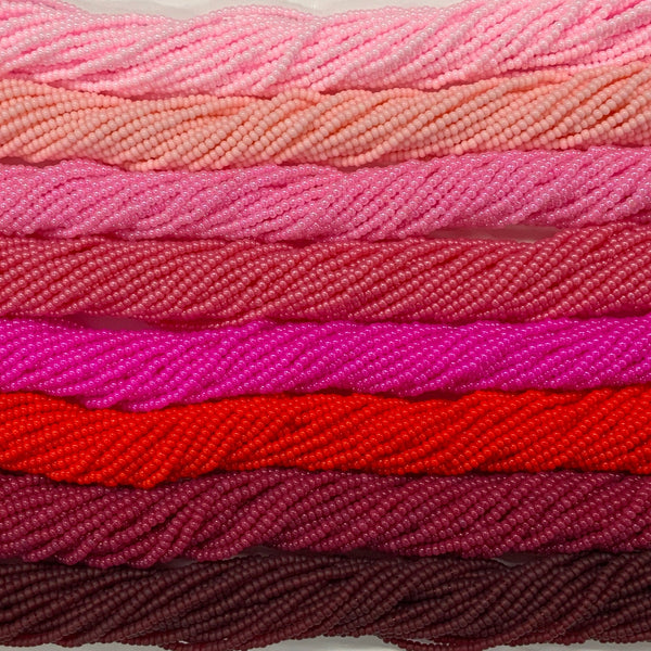 "Sweet Hearts Pink"11/0 Seed bead Set x 7 Hanks, Promotions 11/0 Preciosa Seed Beads