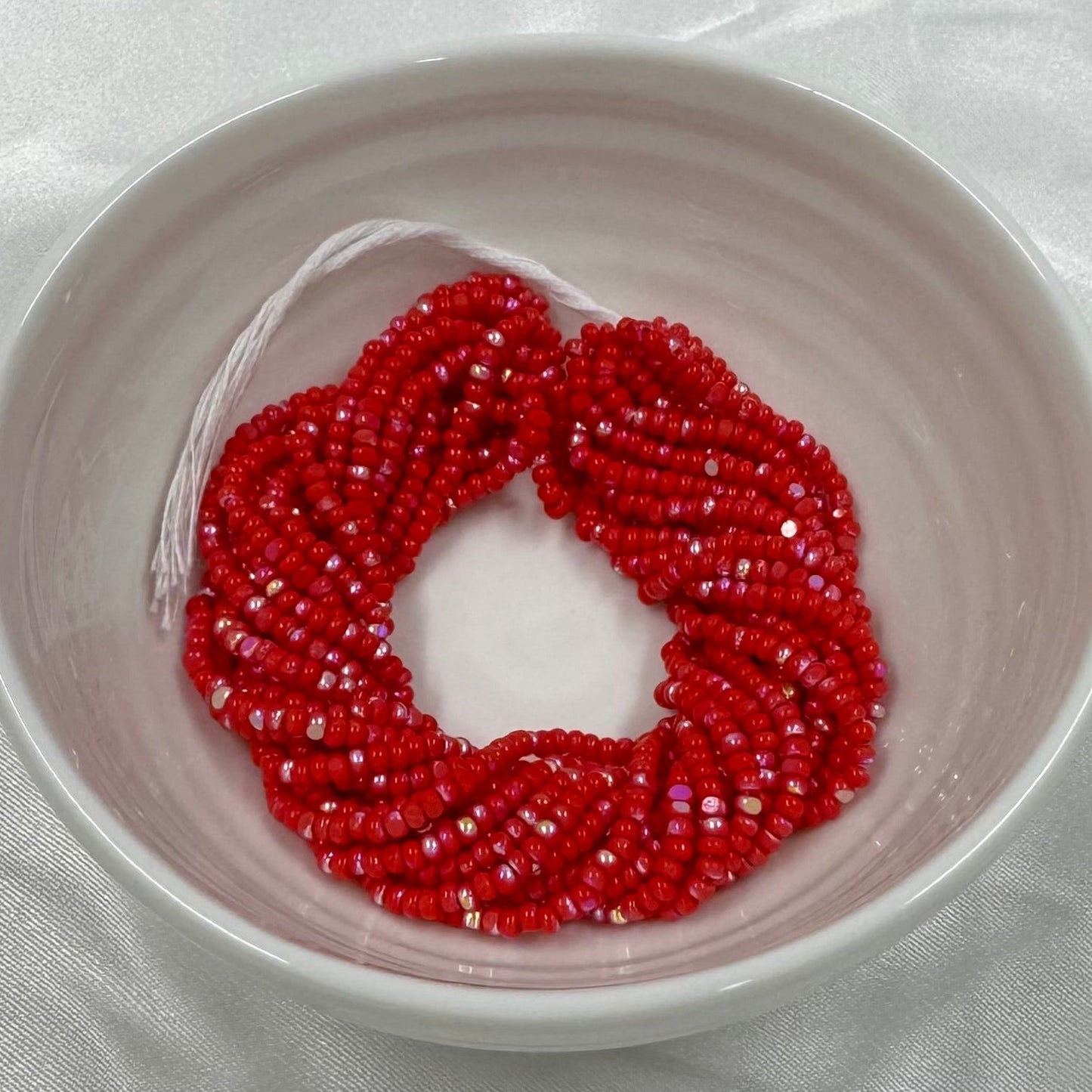 11/0 Charlotte Cut *Premium Seed Bead- Opaque Light Red Aurore Boreale (AB) *10g Hank* India Sheen Charlotte Cut Seedbeads