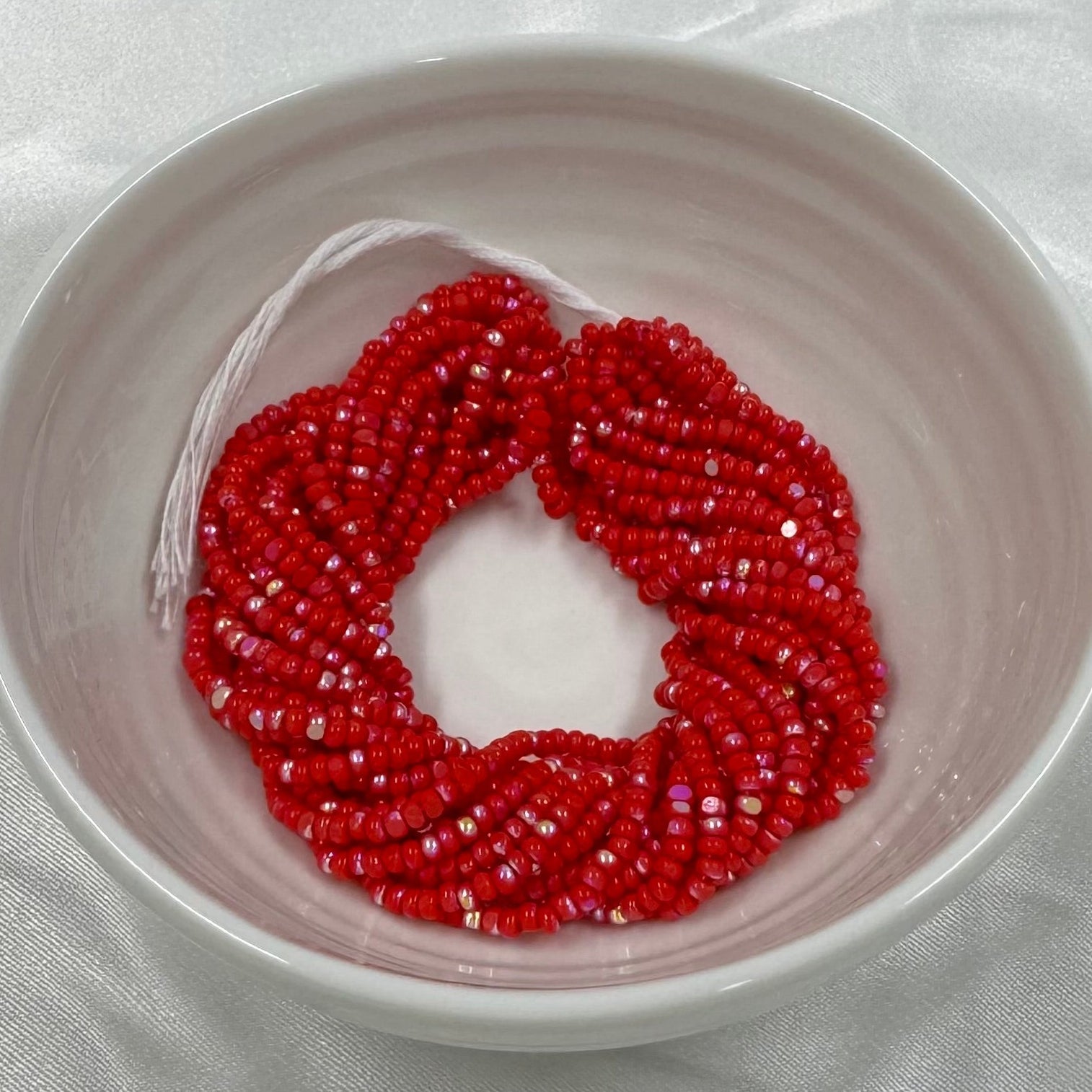 11/0 Charlotte Cut *Premium Seed Bead- Opaque Light Red Aurore Boreale (AB) *10g Hank* India Sheen Charlotte Cut Seedbeads