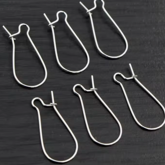 24*11mm Rounded Kidney Earwire Silver Earring Findings 100 pcs, Basics John Beads