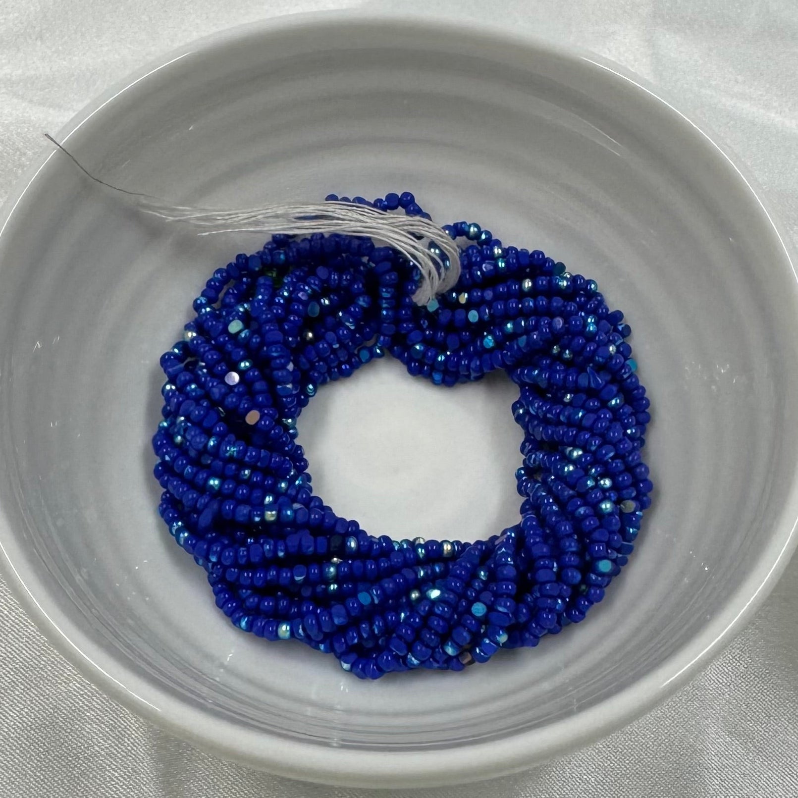 11/0 Charlotte Cut *Premium Seed Bead- Opaque Patina Medium Blue Aurore Boreale  (AB) *10g Hank* India Sheen Charlotte Cut Seedbeads