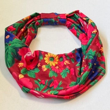 Single Strench Headband "Kokum Scarf" Grandma Cloth in Floral Patterns, Promotional Item Sundaylace Creations & Bling
