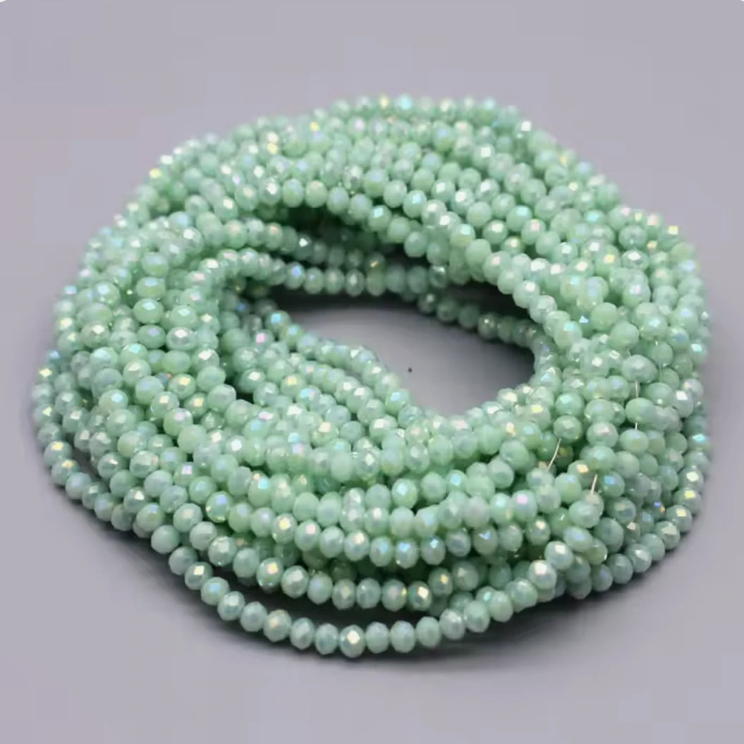 3mm Mint Green Colour Bicone Glass Beads 100pcs Bicone/Rondelle