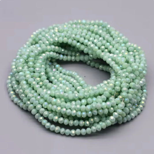 3mm Mint Green Colour Bicone Glass Beads 100pcs Bicone/Rondelle
