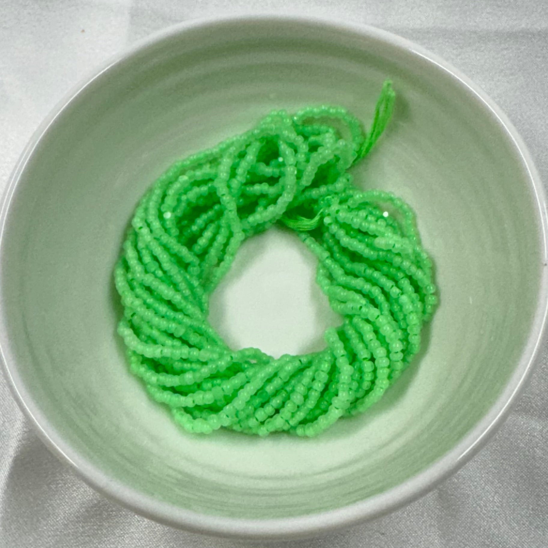 11/0 Charlotte Cut Seed Bead- Opal Neon Mint Green  10g (Loose) India Sheen Charlotte Cut Seedbeads