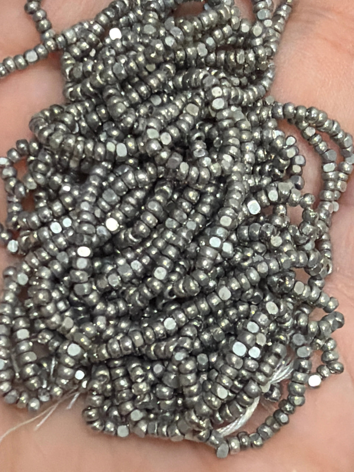 11/0 Charlotte Cut India Seed Bead- Opaque Metallic Silver Sundaylace Creations & Bling