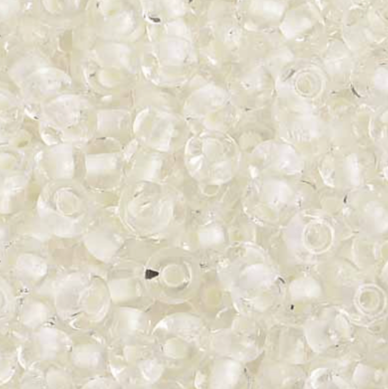 8/0 Seed Beads, GLOW IN DARK Luminescent White Lined to Glow Green 6/0 Pony Beads