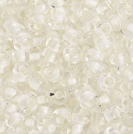 8/0 Seed Beads, GLOW IN DARK Luminescent White Lined to Glow Green 6/0 Pony Beads