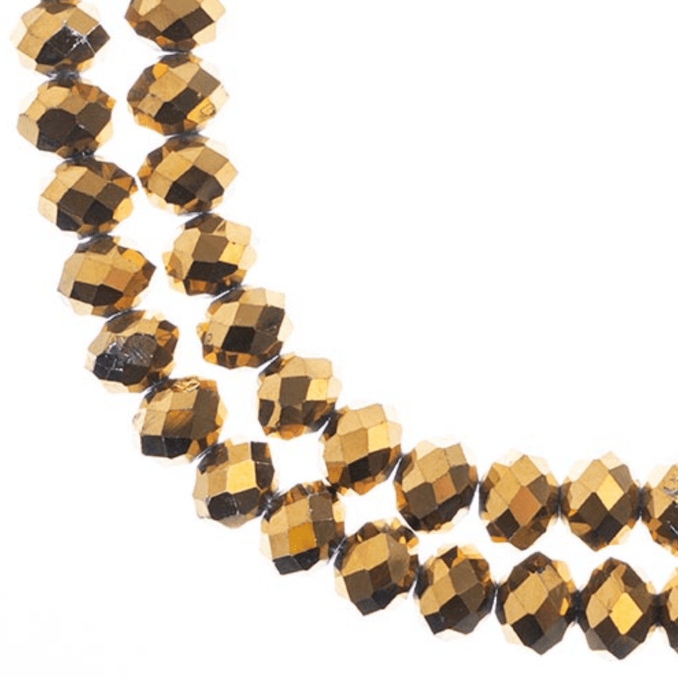 8*10mm Crystal Lane Rondelle, Opaque GOLD Iris Rondelle Beads