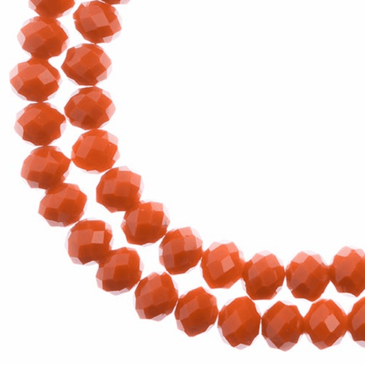 8*10mm Crystal Lane Rondelle, Opaque Orange Rondelle Beads