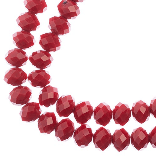 8*10mm Crystal Lane Rondelle, Opaque Red Rondelle Beads