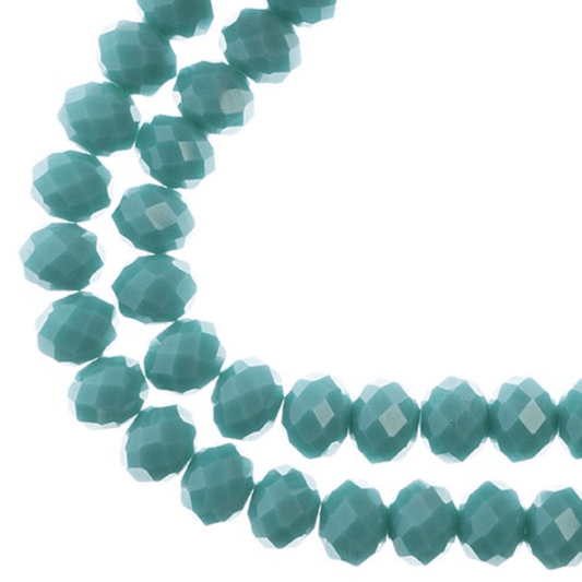 8*10mm Crystal Lane Rondelle, Opaque Turquoise Blue Rondelle Beads