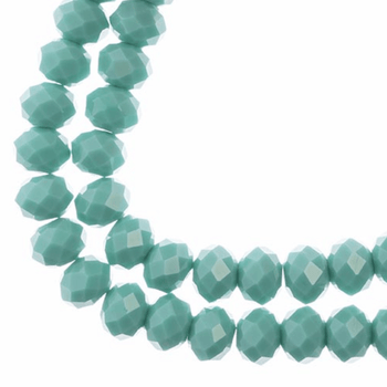 8*10mm Crystal Lane Rondelle, Opaque Turquoise Green Rondelle Beads