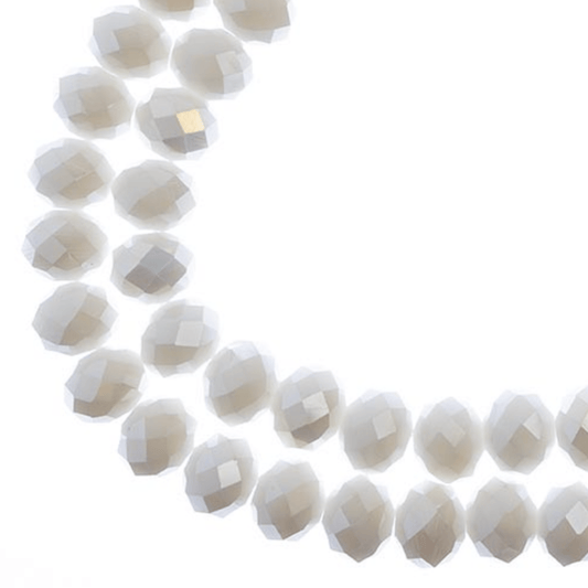 8*10mm Crystal Lane Rondelle, Opaque White AB Rondelle Beads