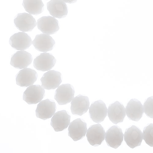8*10mm Crystal Lane Rondelle, Opaque White Matte Rondelle Beads