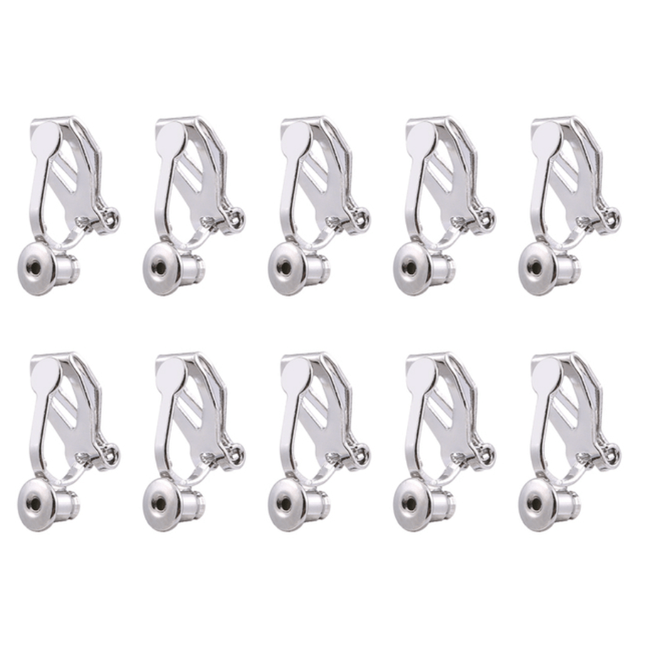 8*12mm Silver Earring Clip-on Adapters to transform beaded earring finding, (5 Pairs) Basics Basics