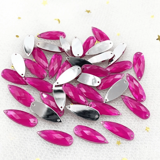 Dark Pink Opal, 8*22m Mixed Opal, Long Teardrop, Glue on, Resin Gem, (Sold in Pair)