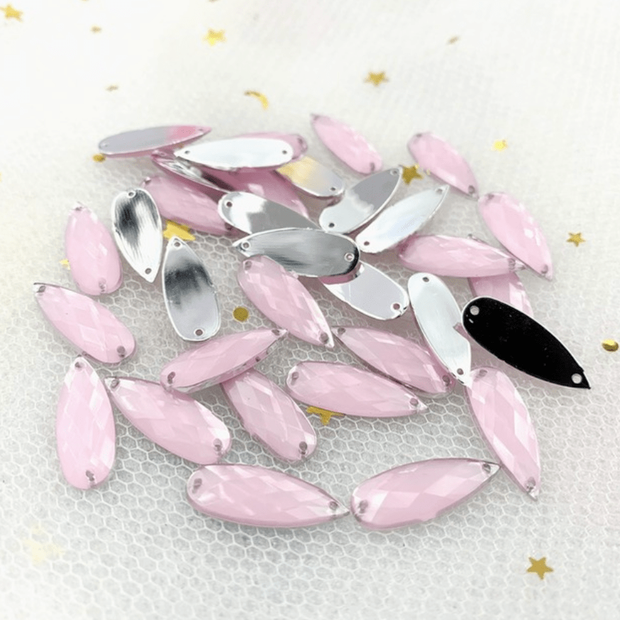 Light Pink Opal 8*22m Mixed Opal, Long Teardrop, Glue on, Resin Gem (Sold in Pair) Resin Gems