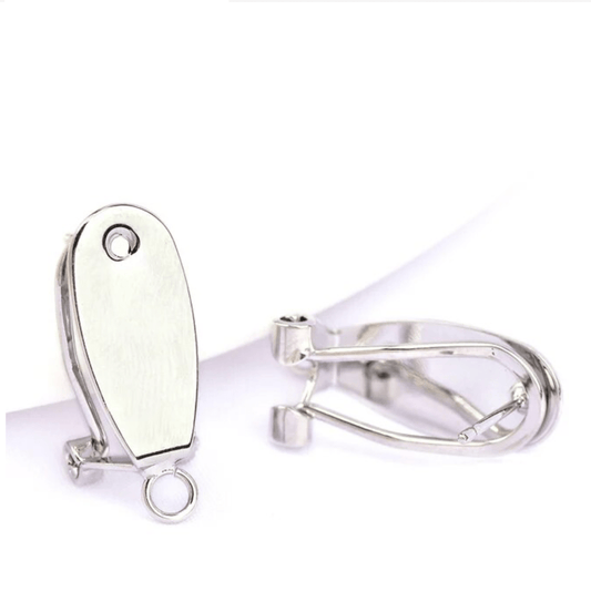 8.5*22mm Silver Color on Brass Fingernail Lever back Earring Posts with HOLE, Findings Studs Basics