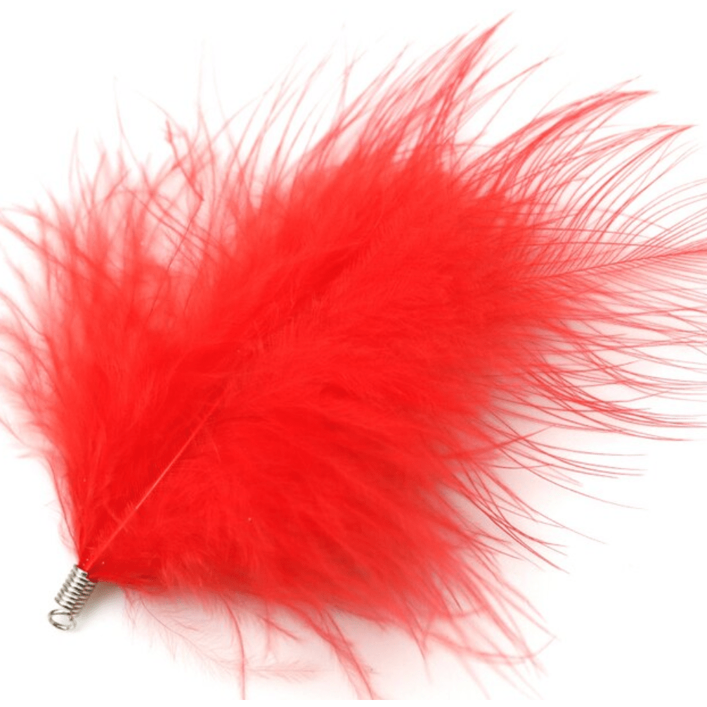 Red Turkey Feathers 80mm Soft Fluffy Turkey Feather Tassel with one hole silver top, Earring Findings (Sold 5 pair) Earring Findings