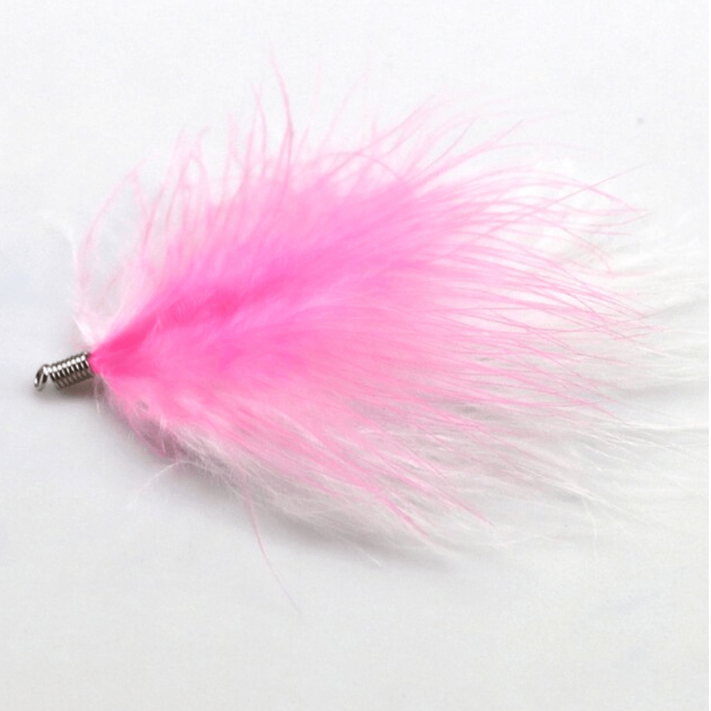 Mixed Pink/White Turkey Feathers 80mm Soft Fluffy Turkey Feather Tassel with one hole silver top, Earring Findings (Sold 5 pair) Earring Findings