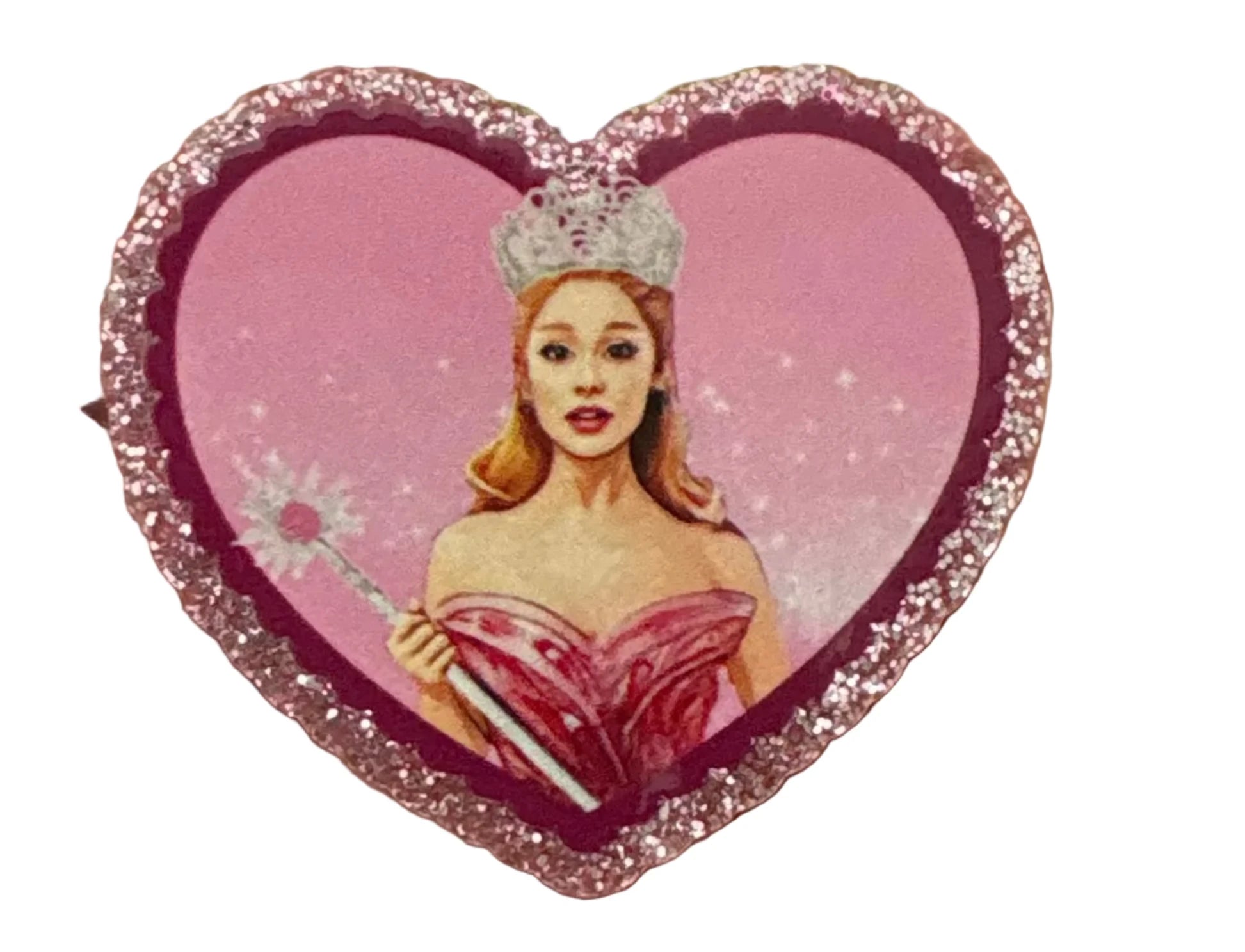 44*50mm  Pink Glinda "Wicked" Pink Witch  Heart, Glue on, Resin Gem (Sold In Pair) Resin Gems
