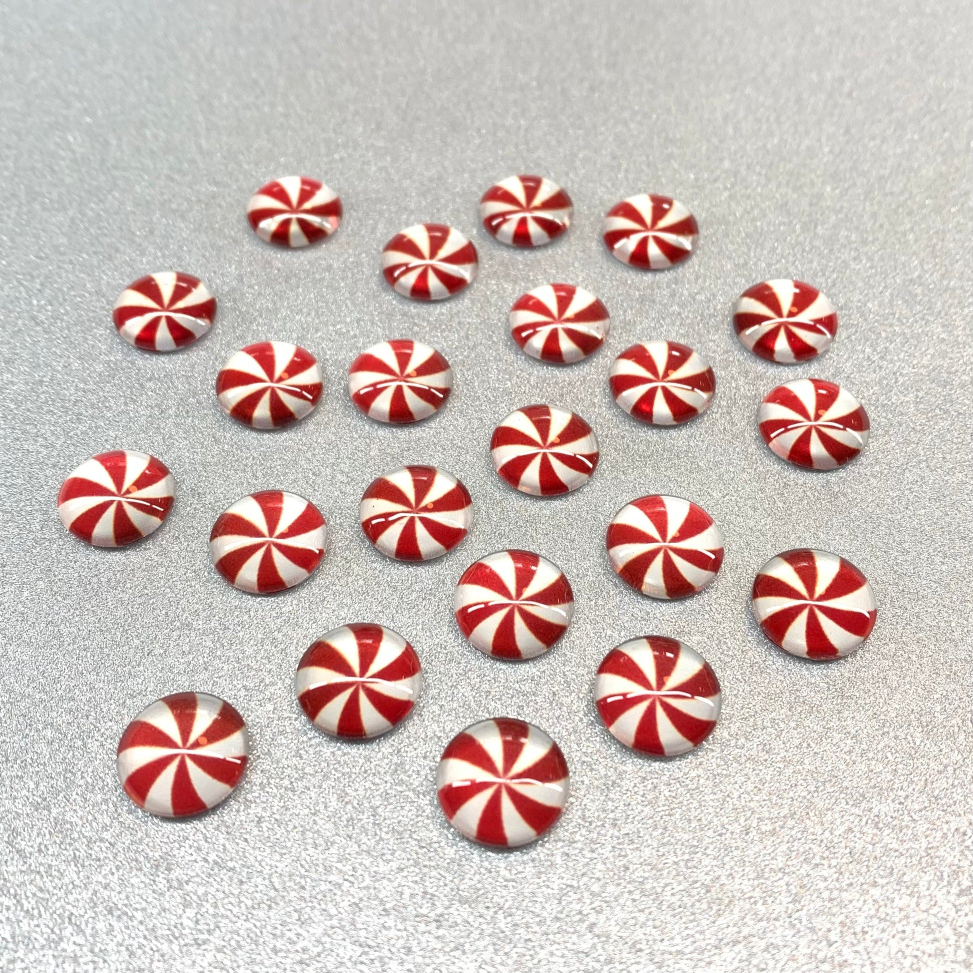 Candy Cane Swirl Round, Glue On, Resin Gem, (Sold in Pair) Sundaylace Creations & Bling