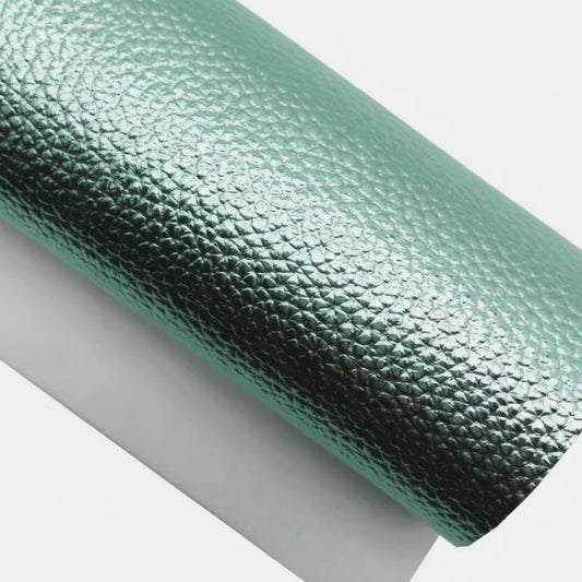 20*30cm Metallic Mint Green with Leather Texture Finish, Leatherette Sheet Leatherette