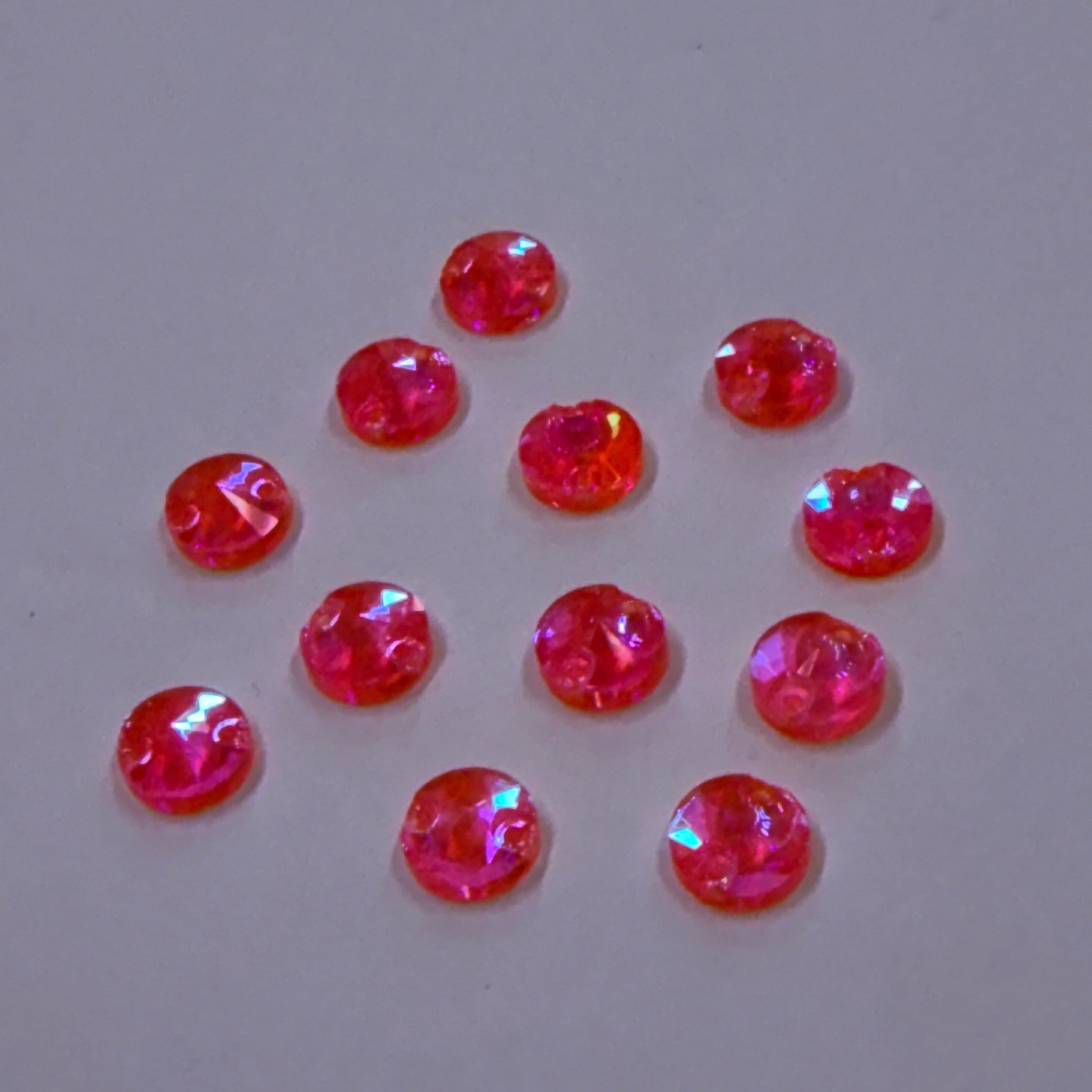 8mm Dark Orange AB Rivoli, Sew on, Fancy Glass Gems, (Sold in Pair) Fancy Glass Gems