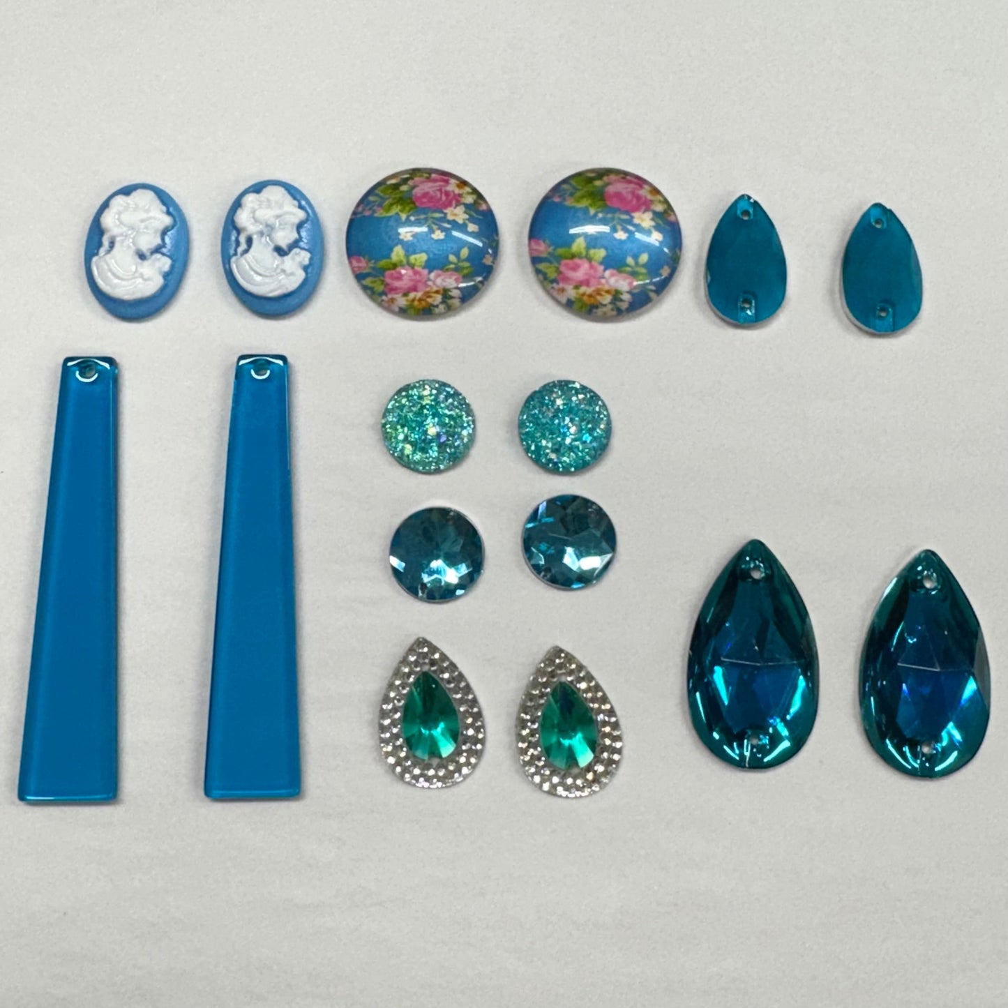 "Azure" 8 Pairs of Resin Gem Set, Promotions (Copy) Sundaylace Creations & Bling