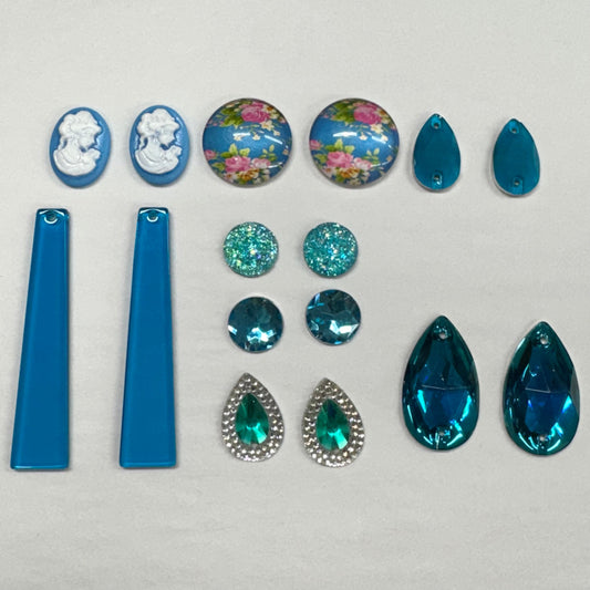 "Azure" 8 Pairs of Resin Gem Set, Promotions (Copy) Sundaylace Creations & Bling
