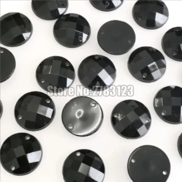 10mm Round Shape 8mm-14mm Jet Black with Pointed or Flat Top Round Rivoli, Sew on, Acrylic Resin Gem (Sold in Pair) Resin Gems