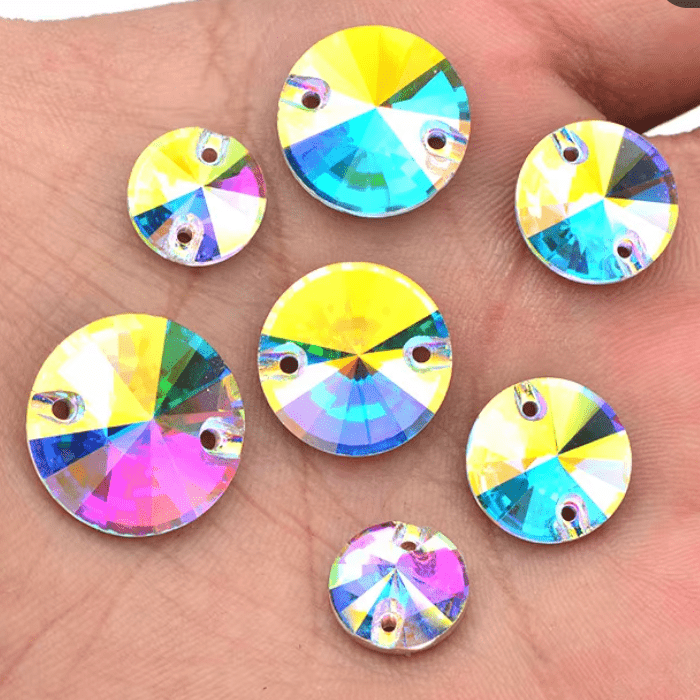 8mm AB Pointed Rivoli, Sew on, Fancy Glass Gem *New* (Sold in Pair) Fancy Glass Gems