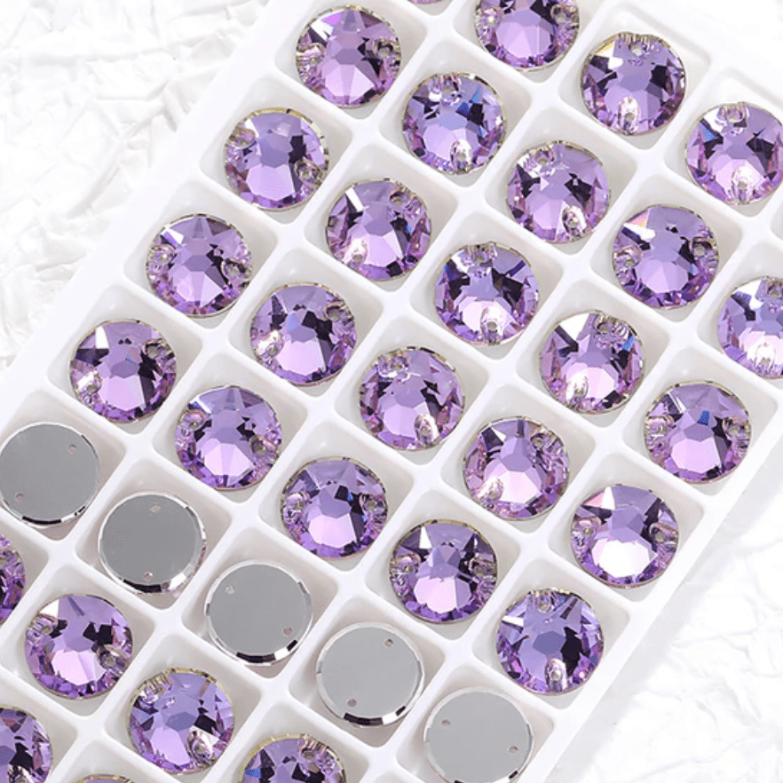 8mm Light Purple Vitrail  Flat Top Rivoli, Sew on, Fancy Glass Gem *New* (Sold in Pair) Fancy Glass Gems