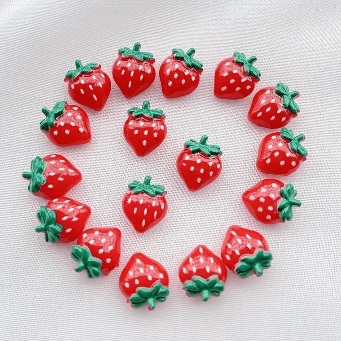 9*11mm Mini Strawberry Shaped Charms, Glue on, Resin Gem (Sold in Pair) Resin Gems
