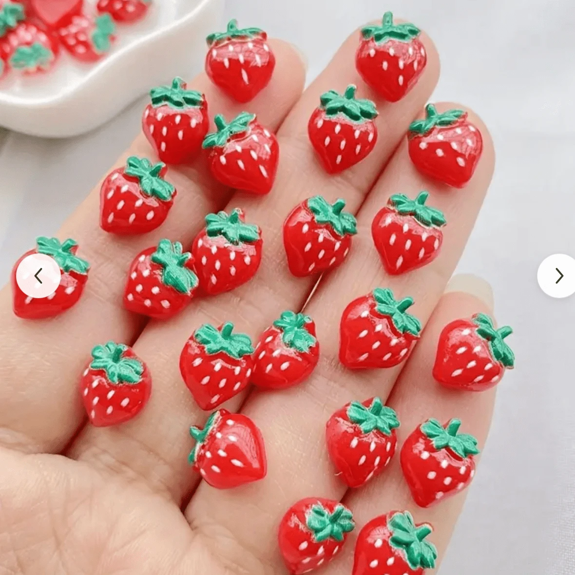 9*11mm Mini Strawberry Shaped Charms, Glue on, Resin Gem (Sold in Pair) Resin Gems