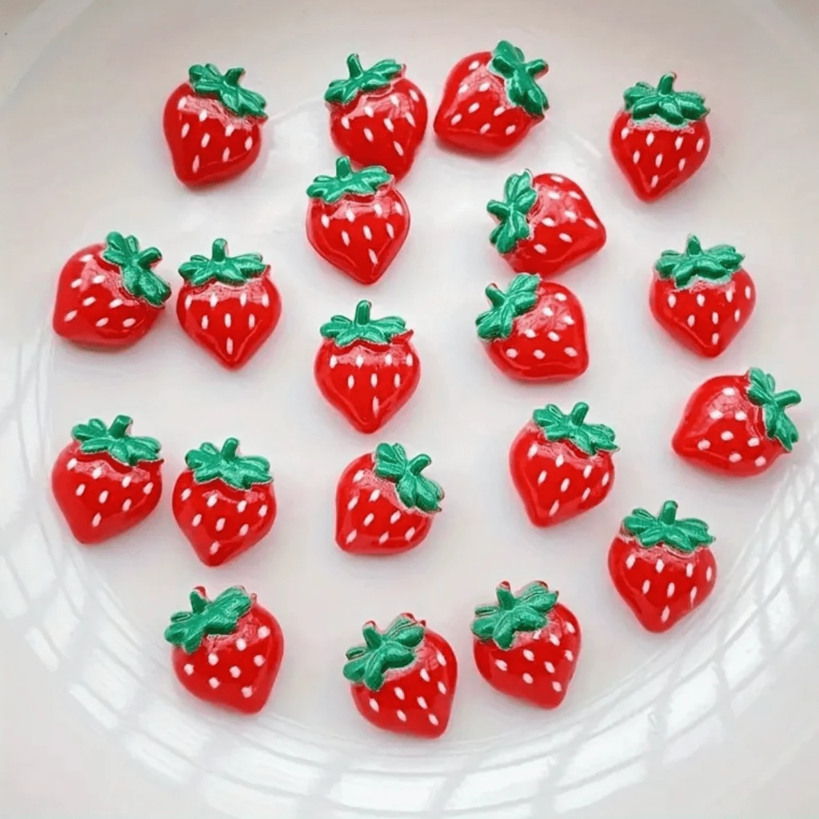 9*11mm Mini Strawberry Shaped Charms, Glue on, Resin Gem (Sold in Pair) Resin Gems