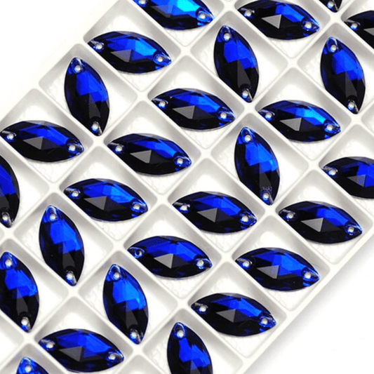 9*18mm Cobalt Blue Navette *High Quality*, Sew on, Fancy Glass Gems (Sold in Pair) Fancy Glass Gems