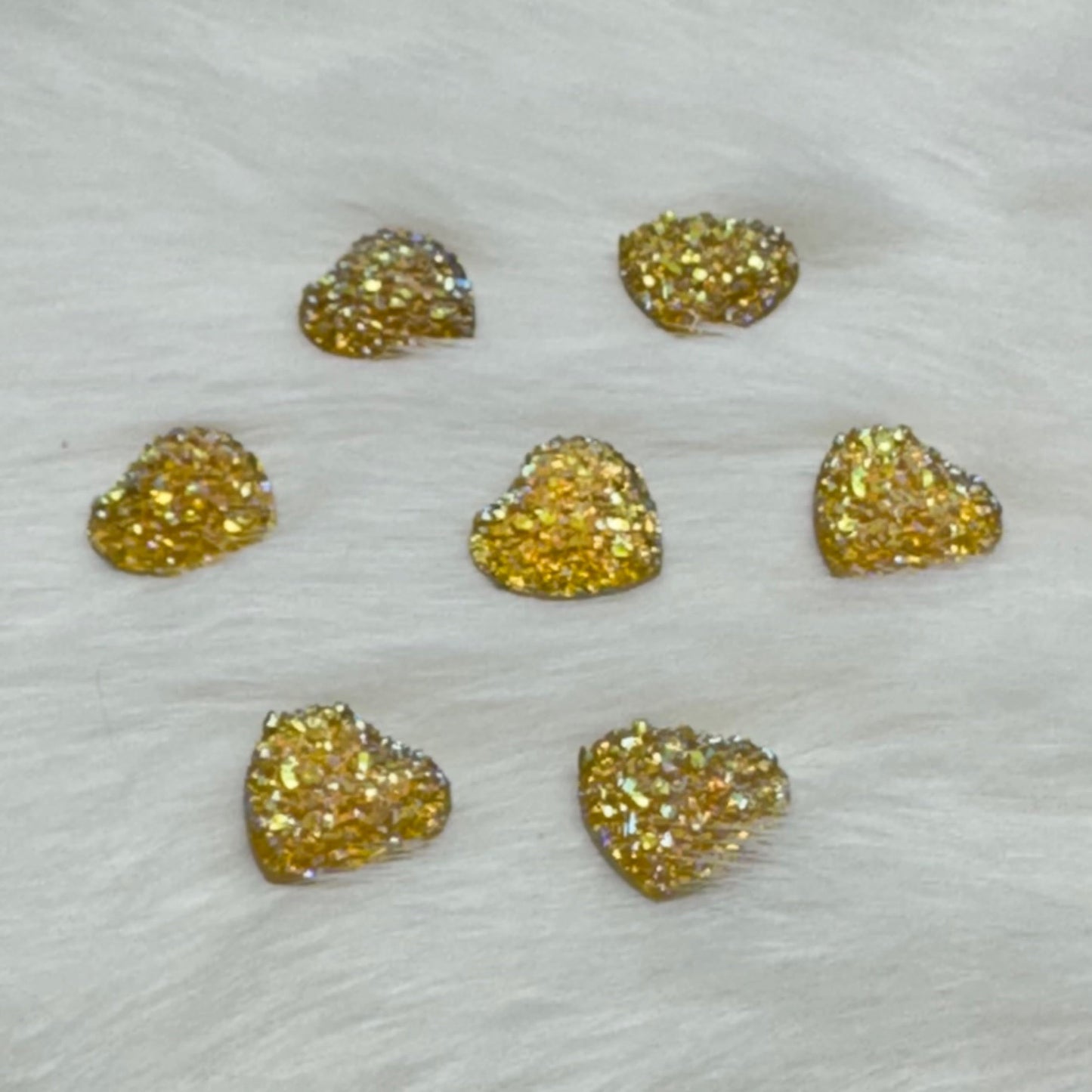 12mm AB Heart Druzy Texture Glue on Resin Gem (Sold in Pair) Resin Gems