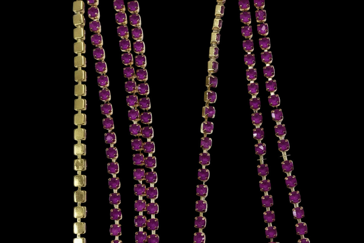 Ss6 Orchid Jelly Stone in Lilac Light Purple, Gold Metal Rhinestone Chain (Sold in 36") Metal Rhinestone Chain
