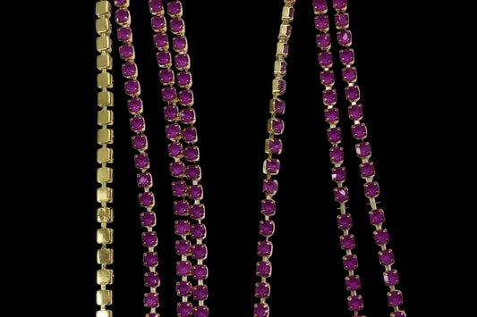 Ss6 Orchid Jelly Stone in Lilac Light Purple, Gold Metal Rhinestone Chain (Sold in 36") Metal Rhinestone Chain