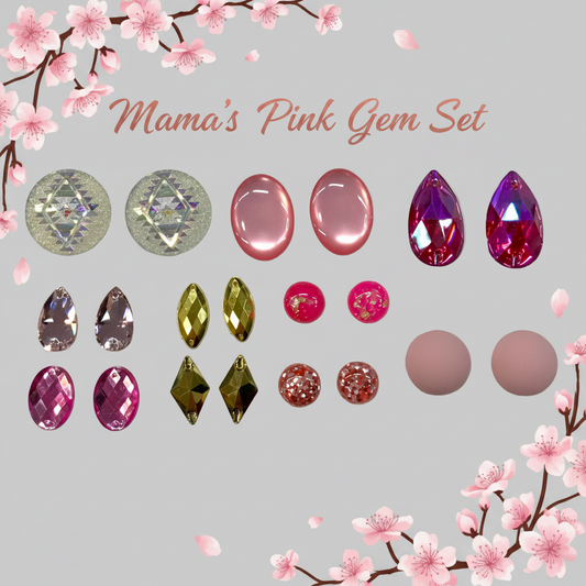 Pink/gold 10 pair Gem Set Sundaylace Creations & Bling