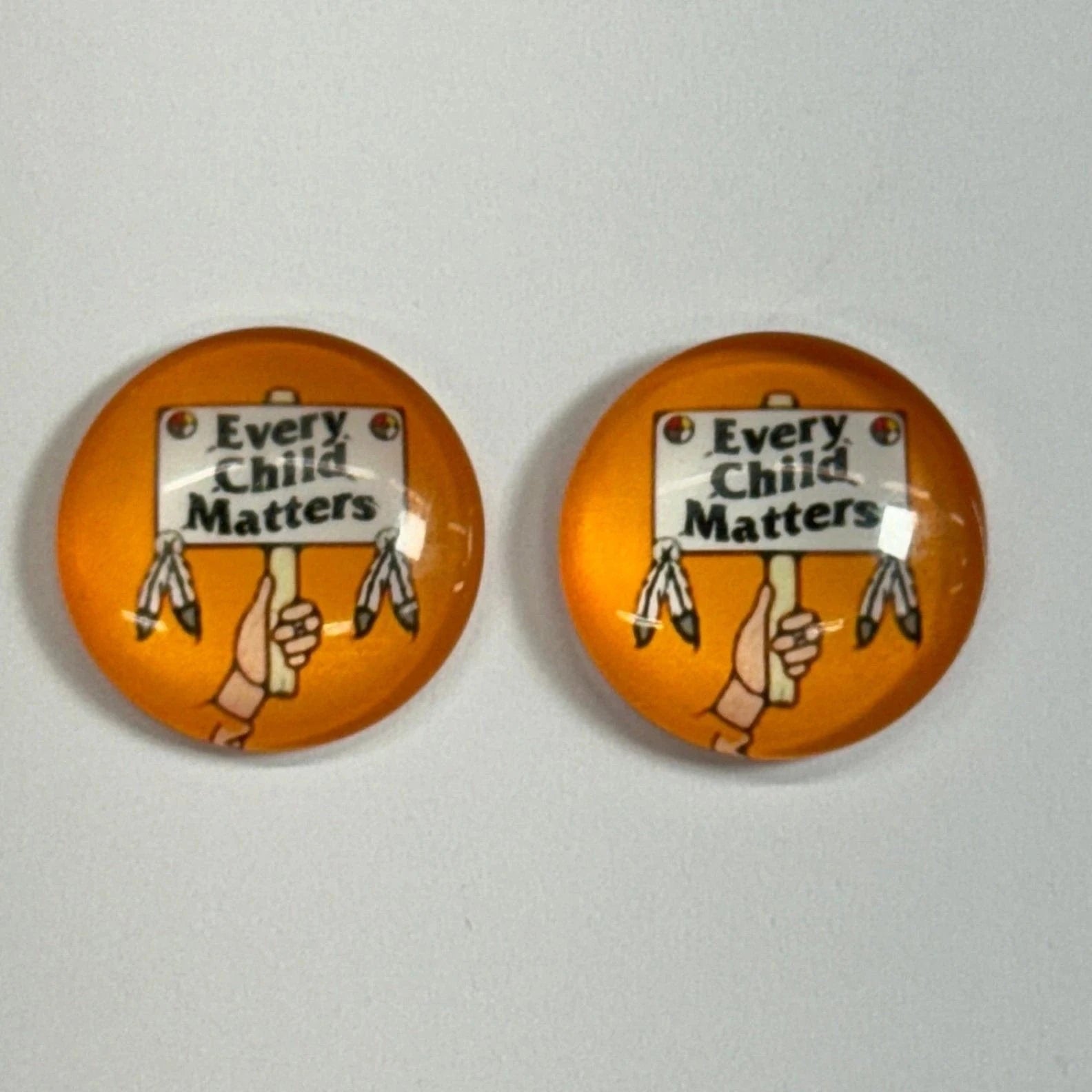 16mm Hand Sign With Feathers, Every Child Matters Designs, Glue on, Resin Gem (Sold In Pair) Sundaylace Creations & Bling
